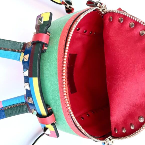Valentino Rockstud 1973 Mini Backpack Rainbow Stripe Multicolor Resort 2015 - Picture 12 of 12
